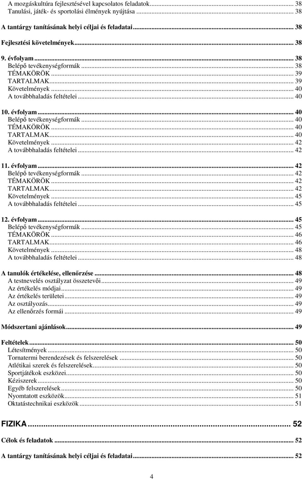 .. 40 TARTALMAK... 40 Követelmények... 42 A továbbhaladás feltételei... 42 11. évfolyam... 42 Belépı tevékenységformák... 42 TÉMAKÖRÖK... 42 TARTALMAK... 42 Követelmények.