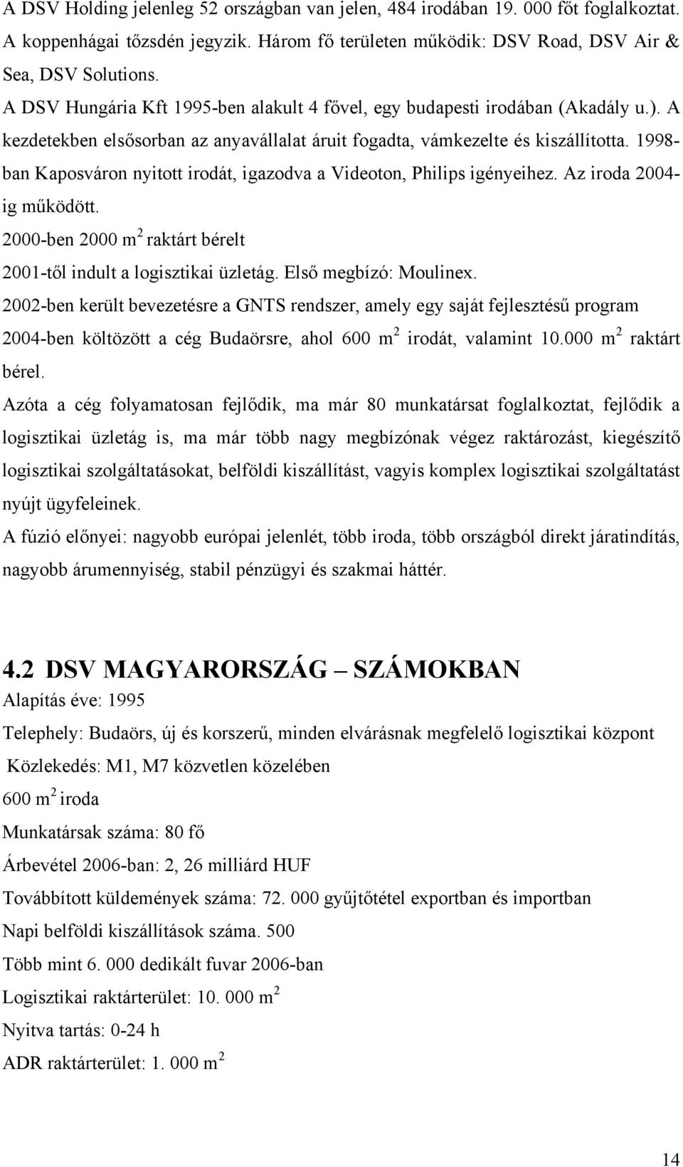 1998- ban Kaposváron nyitott irodát, igazodva a Videoton, Philips igényeihez. Az iroda 2004- ig működött. 2000-ben 2000 m 2 raktárt bérelt 2001-től indult a logisztikai üzletág.