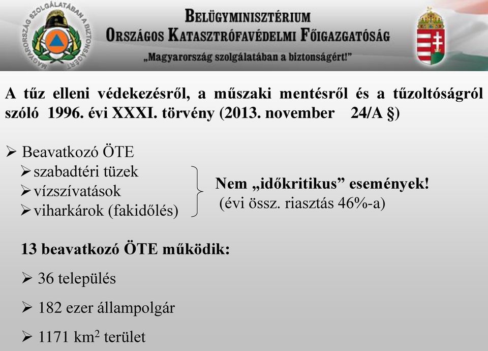 november 24/A ) Beavatkozó ÖTE szabadtéri tüzek vízszívatások viharkárok