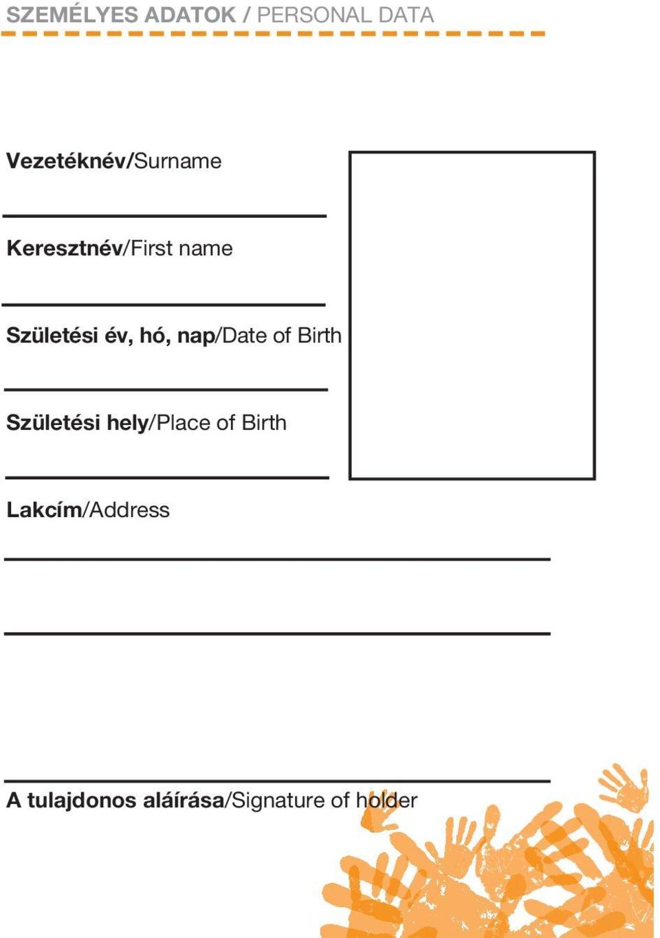 Születési év, hó, nap/date of Birth Születési
