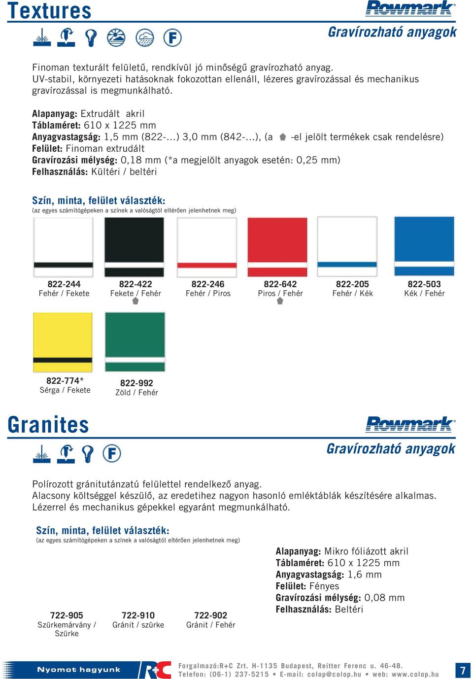 0,25 mm) Felhasználás: Kültéri / beltéri 822-244 Fehér / Fekete 822-422 Fekete / Fehér 822-246 Fehér / Piros 822-642 Piros / Fehér 822-205 Fehér / Kék 822-503 Kék / Fehér 822-774* Sérga / Fekete