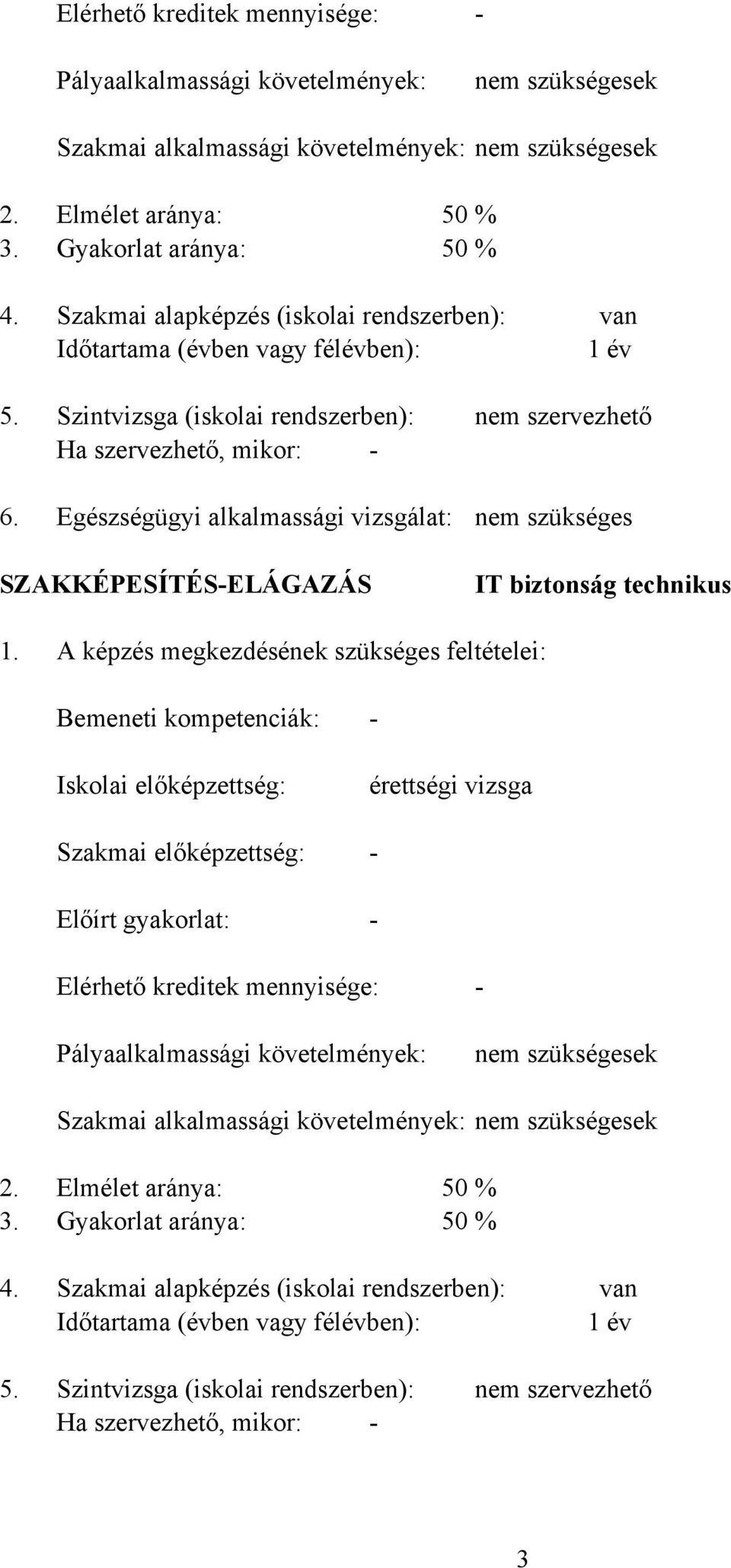 Szintvizsga (iskolai rendszerben): Ha szervezhető, mikor: Egészségügyi alkalmassági vizsgálat: nem szervezhető nem szükséges SZAKKÉPESÍTÉSELÁGAZÁS IT biztonság technikus 1.