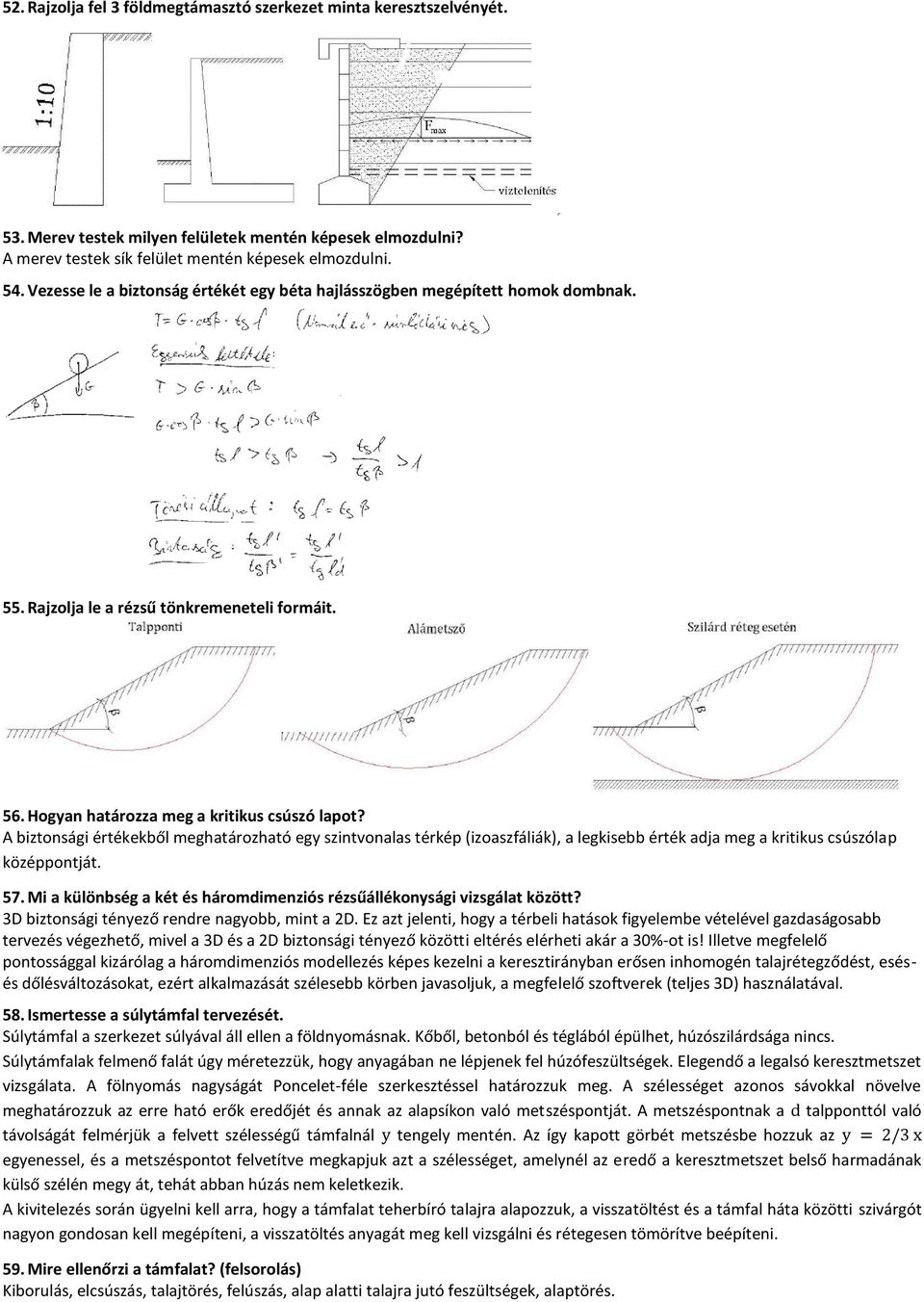 A biztonsági értékekből meghatározható egy szintvonalas térkép (izoaszfáliák), a legkisebb érték adja meg a kritikus csúszólap középpontját. 57.
