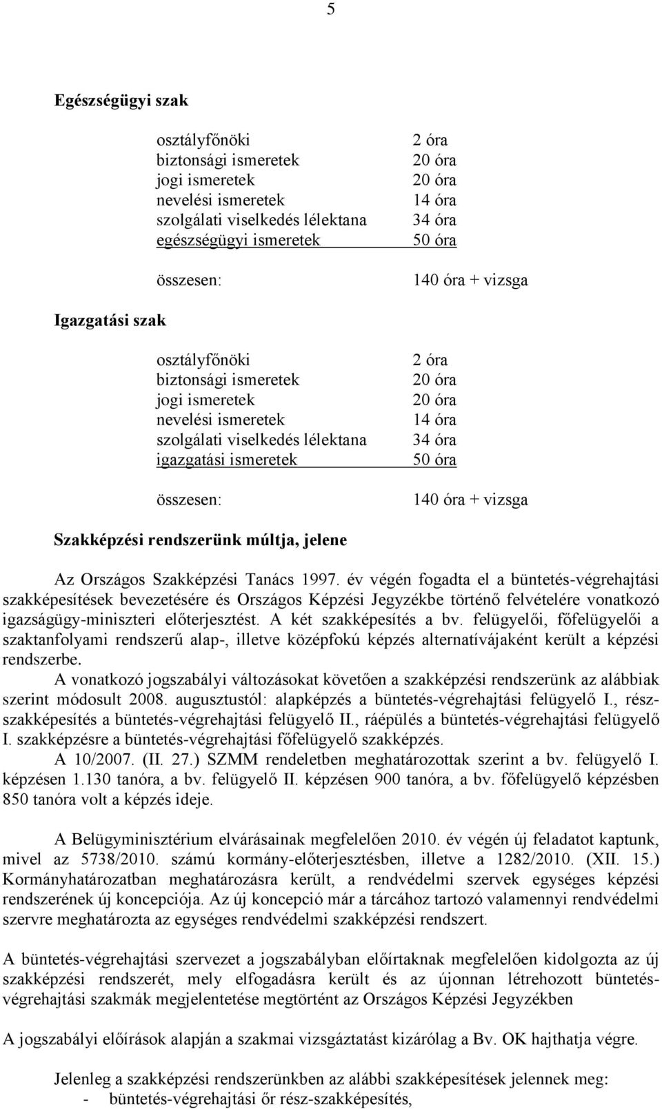 A két szakképesítés a bv. felügyelői, főfelügyelői a szaktanfolyami rendszerű alap-, illetve középfokú képzés alternatívájaként került a képzési rendszerbe.