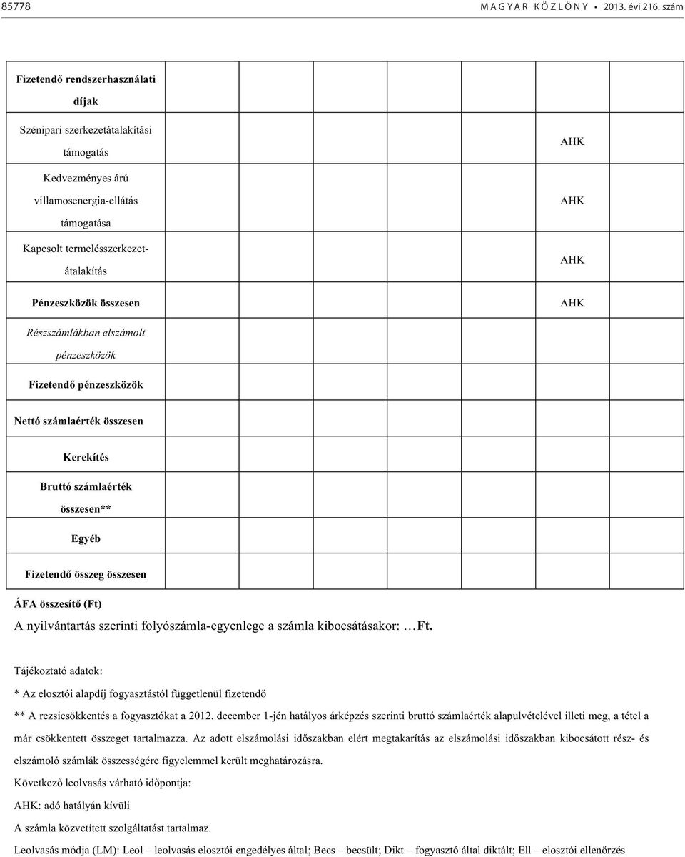 szerinti folyószámla-egyenlege a számla kibocsátásakor: Ft. Tájékoztató adatok: * Az elosztói alapdíj fogyasztástól függetlenül fizetend ** A rezsicsökkentés a fogyasztókat a 2012.