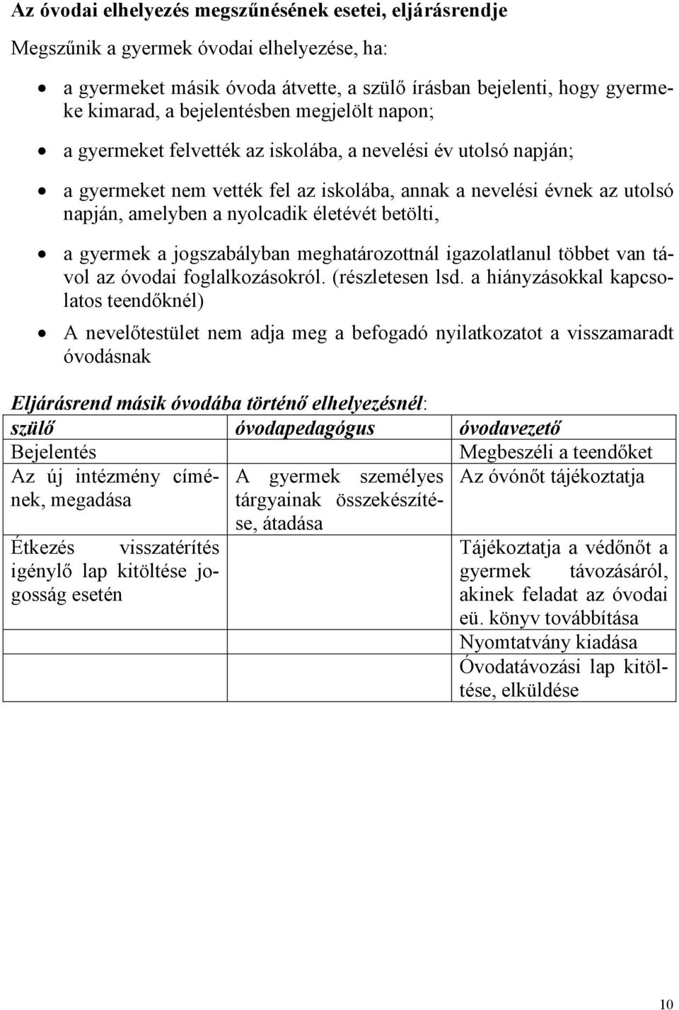 betölti, a gyermek a jogszabályban meghatározottnál igazolatlanul többet van távol az óvodai foglalkozásokról. (részletesen lsd.