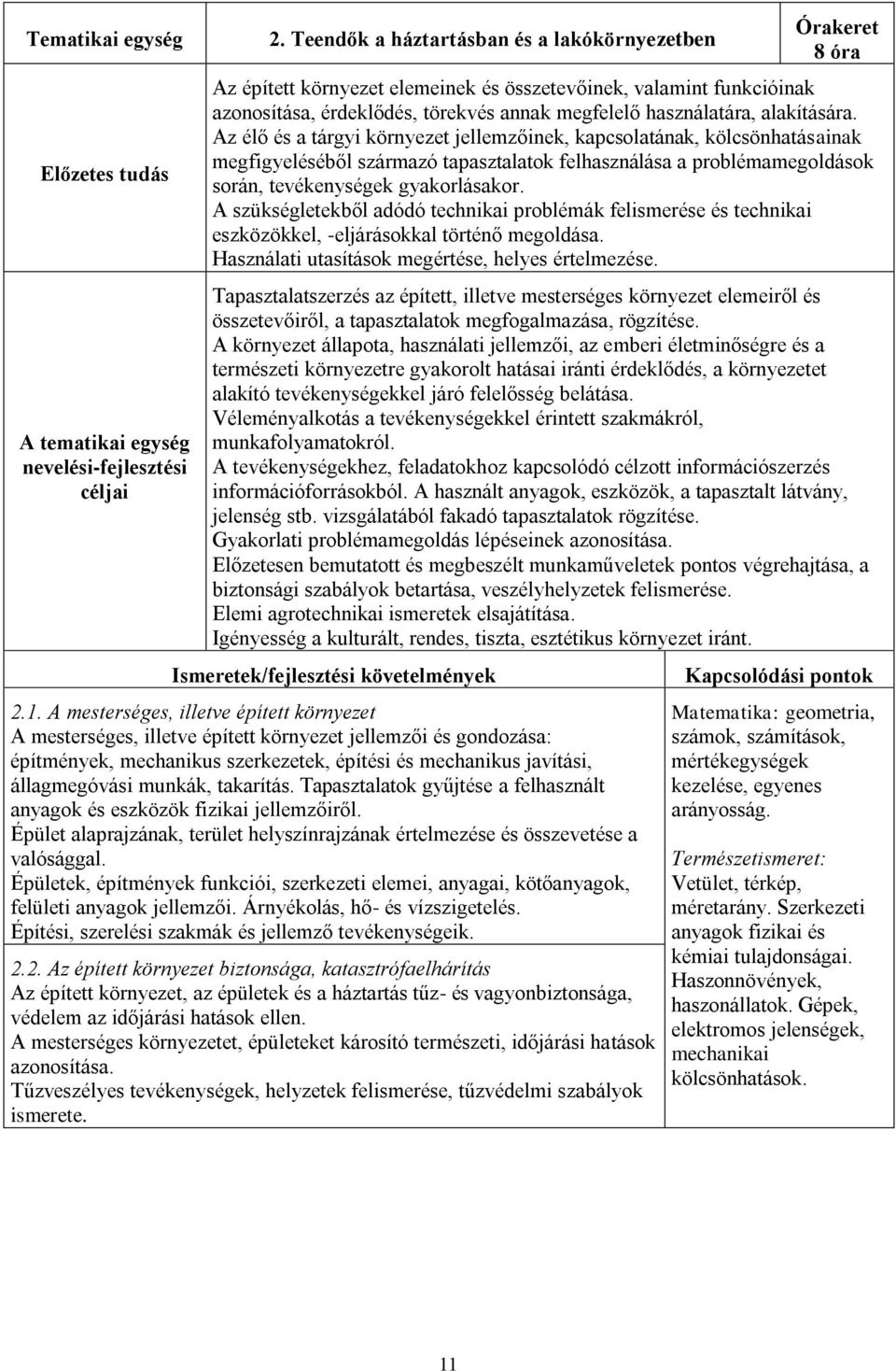 Az élő és a tárgyi környezet jellemzőinek, kapcsolatának, kölcsönhatásainak megfigyeléséből származó tapasztalatok felhasználása a problémamegoldások során, tevékenységek gyakorlásakor.