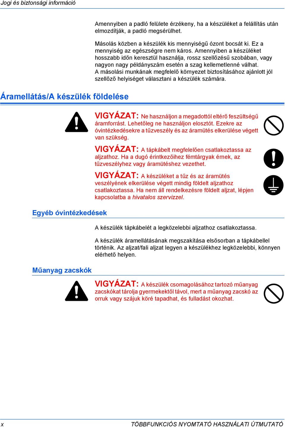 Amennyiben a készüléket hosszabb időn keresztül használja, rossz szellőzésű szobában, vagy nagyon nagy példányszám esetén a szag kellemetlenné válhat.