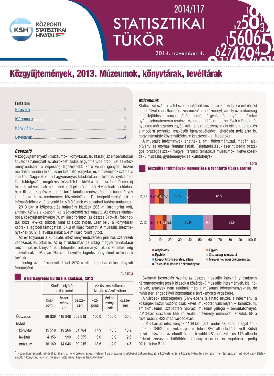 Ezt az intézményrendszert a népesség legszélesebb köre veheti igénybe, hiszen majdnem minden településen található könyvtár, és a múzeumok száma is jelentős.
