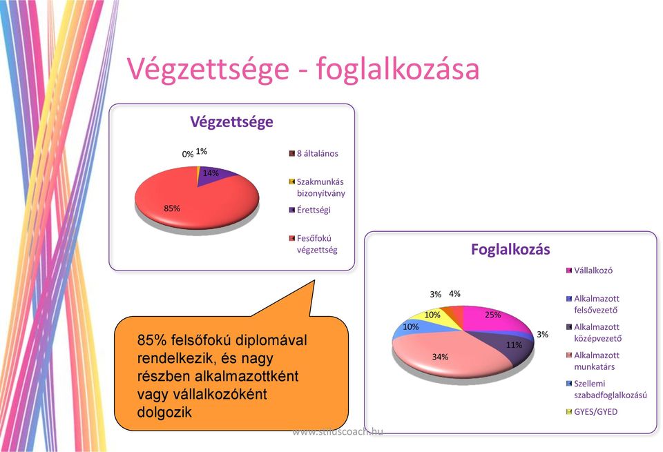 nagy részben alkalmazottként vagy vállalkozóként dolgozik 10% 3% 4% 10% 34% 25% 11% 3%