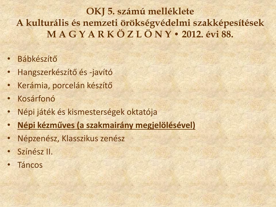 A R K Ö Z L Ö N Y 2012. évi 88.