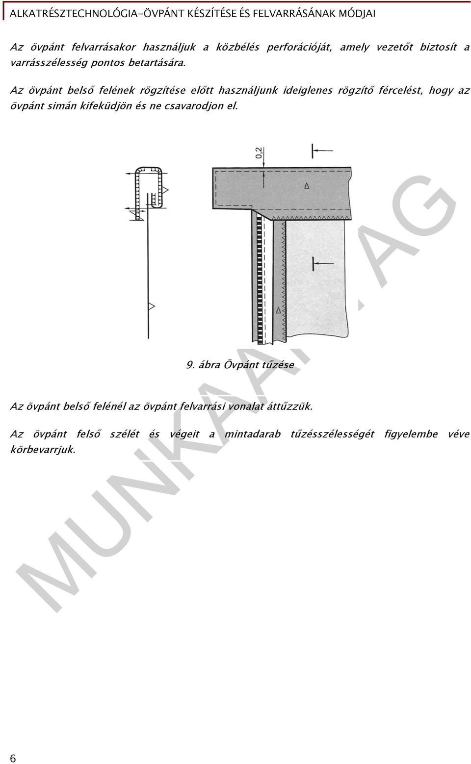 Az övpánt belső felének rögzítése előtt használjunk ideiglenes rögzítő fércelést, hogy az övpánt simán
