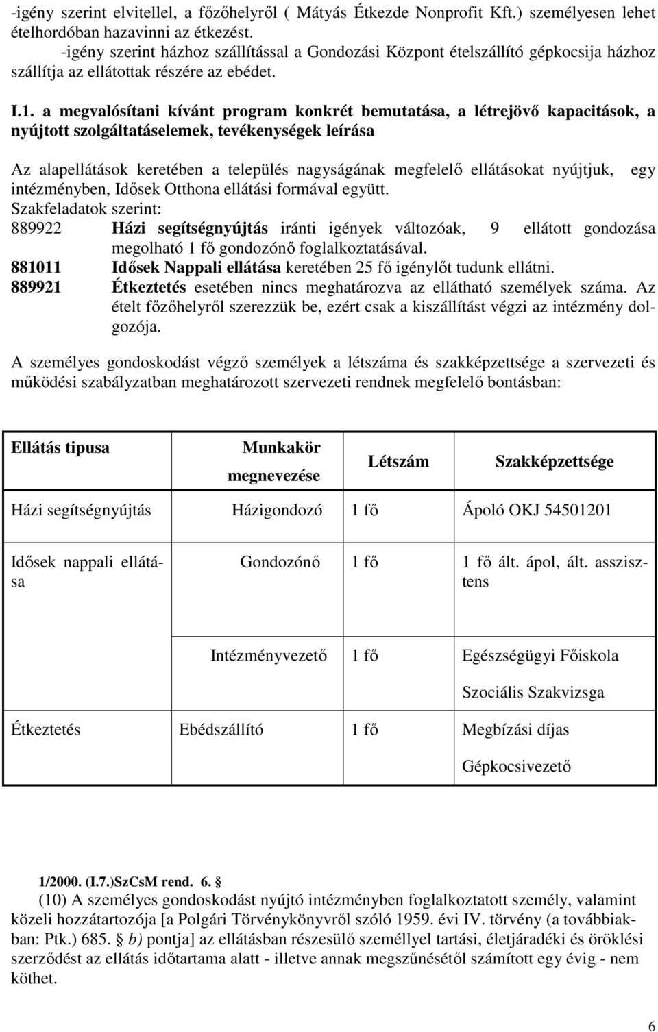 a megvalósítani kívánt program konkrét bemutatása, a létrejövő kapacitások, a nyújtott szolgáltatáselemek, tevékenységek leírása Az alapellátások keretében a település nagyságának megfelelő
