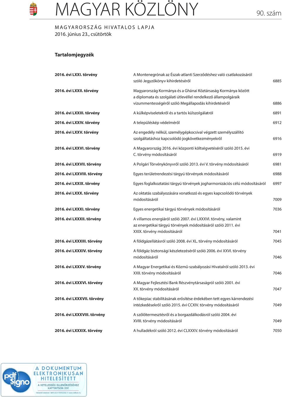 törvény Magyarország Kormánya és a Ghánai Köztársaság Kormánya között a diplomata és szolgálati útlevéllel rendelkező állampolgáraik vízummentességéről szóló Megállapodás kihirdetéséről 6886 2016.