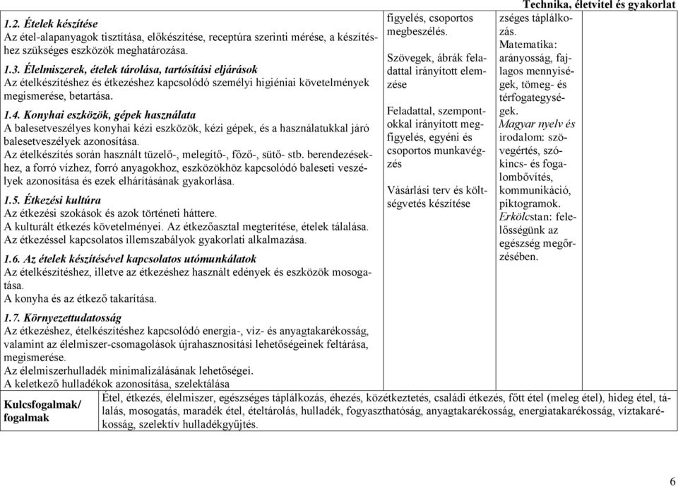 Konyhai eszközök, gépek használata A balesetveszélyes konyhai kézi eszközök, kézi gépek, és a használatukkal járó balesetveszélyek azonosítása.