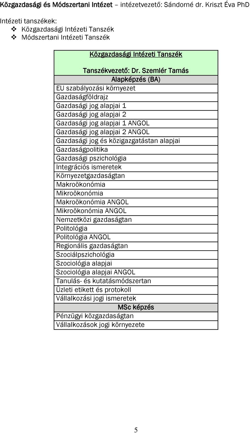 Szemlér Tamás EU szabályozási környezet Gazdaságföldrajz Gazdasági jog alapjai 1 Gazdasági jog alapjai 2 Gazdasági jog alapjai 1 ANGOL Gazdasági jog alapjai 2 ANGOL Gazdasági jog és közigazgatástan