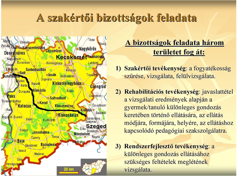 2) Rehabilitáci ciós s tevékenys kenység: : javaslattétel tel a vizsgálati eredmények alapján n a gyermek/tanuló különleges gondozás keretében törtt