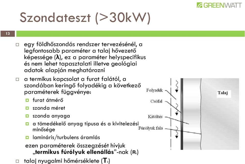 keringő folyadékig a következő paraméterek függvénye: furat átmérő szonda méret szonda anyaga a tömedékelő anyag típusa és a kivitelezési