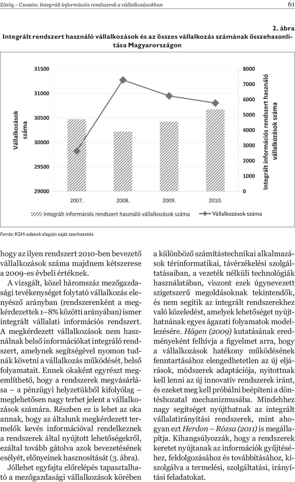 rendszert 2010-ben bevezet vállalkozások száma majdnem kétszerese a 2009-es évbeli értéknek.