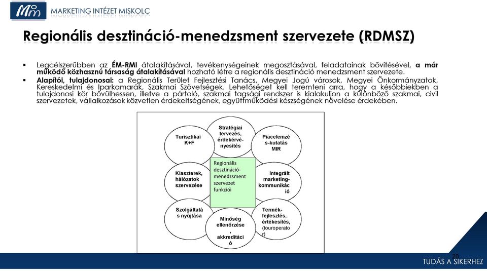 Alapítói, tulajdonosai: a Regionális Terület Fejlesztési Tanács, Megyei Jogú városok, Megyei Önkormányzatok, Kereskedelmi és Iparkamarák, Szakmai Szövetségek.