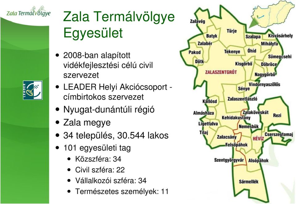 Nyugat-dunántúli régió Zala megye 34 település, 30.