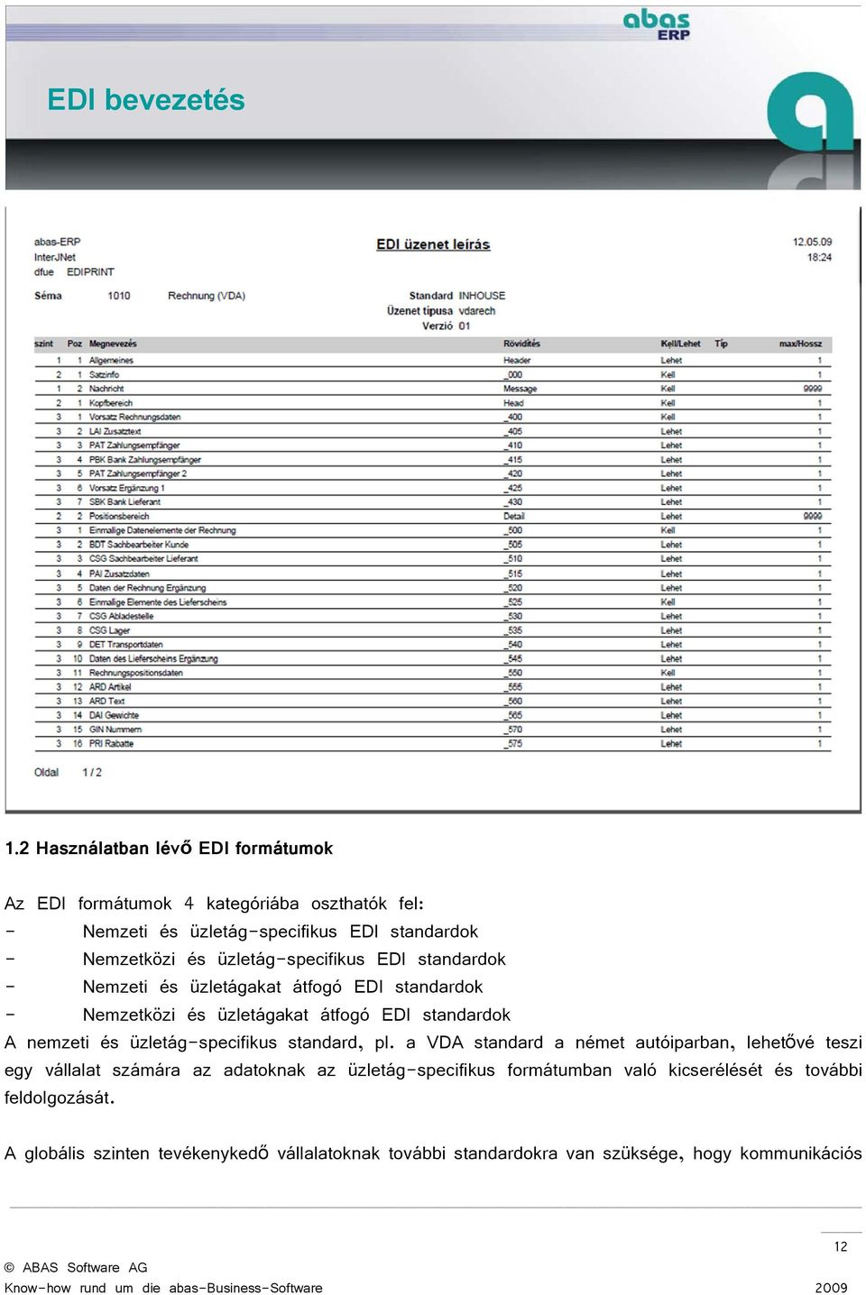üzletág-specifikus standard, pl.