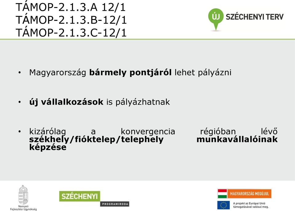 TÁMOP A-12/1, TÁMOP B-12/1 TÁMOP C-12/1 Munkahelyi képzések támogatása  mikro kis-, közép-, és nagyvállalkozások számára - PDF Ingyenes letöltés