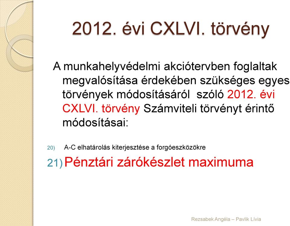 szükséges egyes törvények módosításáról szóló  törvény Számviteli törvényt