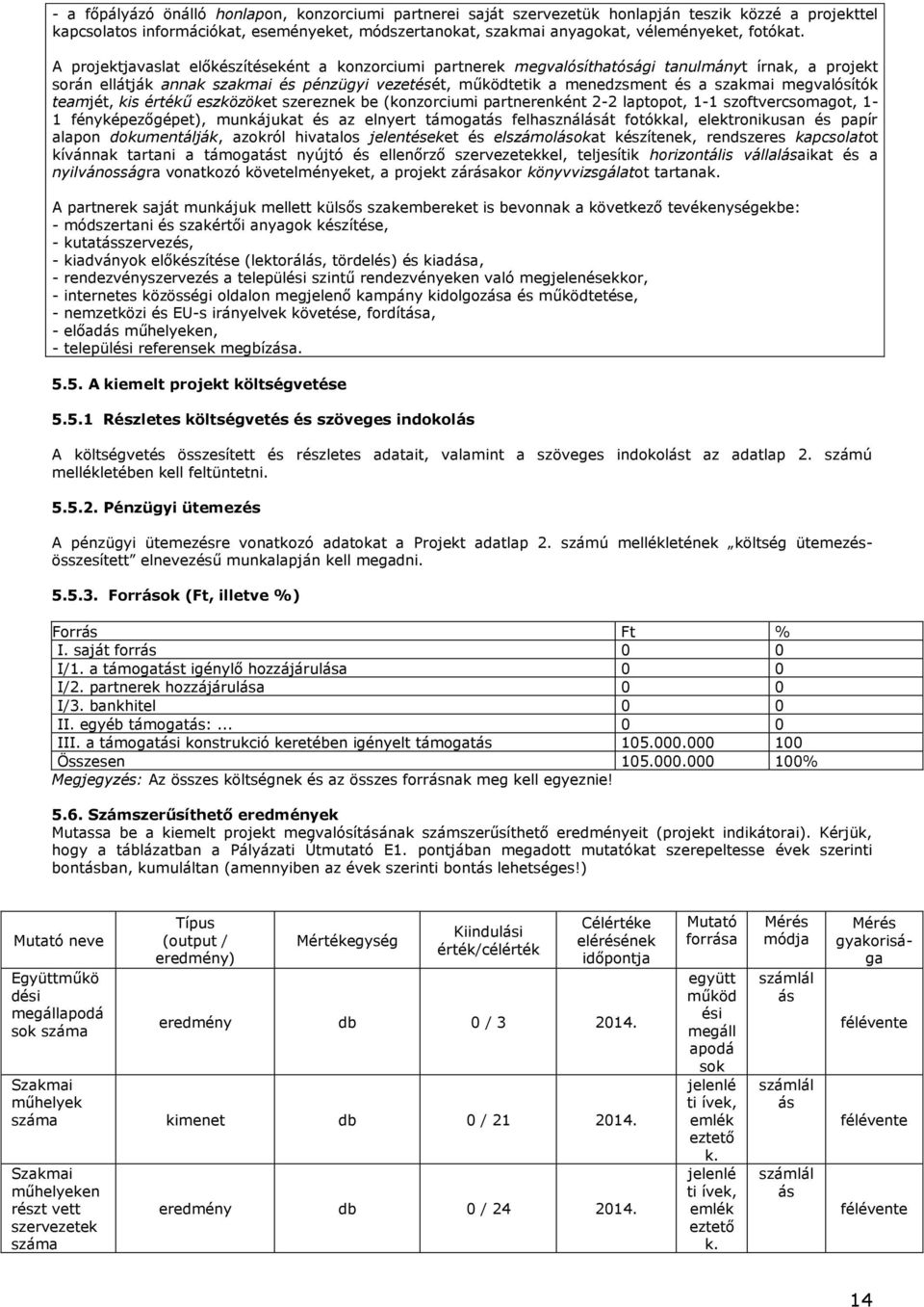 A projektjavaslat előkészítéseként a konzorciumi partnerek megvalósíthatósági tanulmányt írnak, a projekt során ellátják annak szakmai és pénzügyi vezetését, működtetik a menedzsment és a szakmai