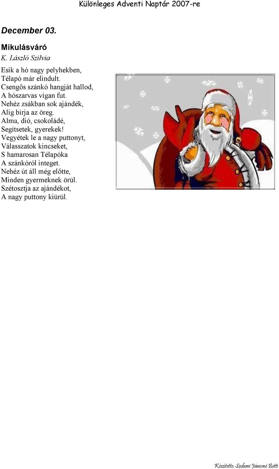 December 01. Téli csend. Különleges Adventi Naptár 2007-re - PDF Free  Download