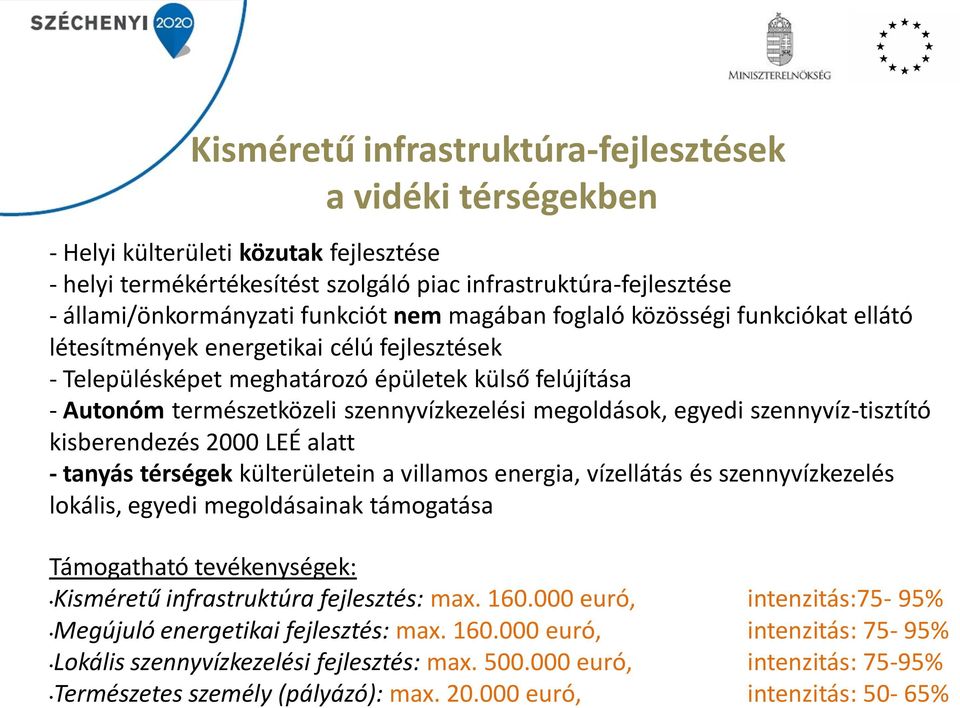 megoldások, egyedi szennyvíz-tisztító kisberendezés 2000 LEÉ alatt - tanyás térségek külterületein a villamos energia, vízellátás és szennyvízkezelés lokális, egyedi megoldásainak támogatása