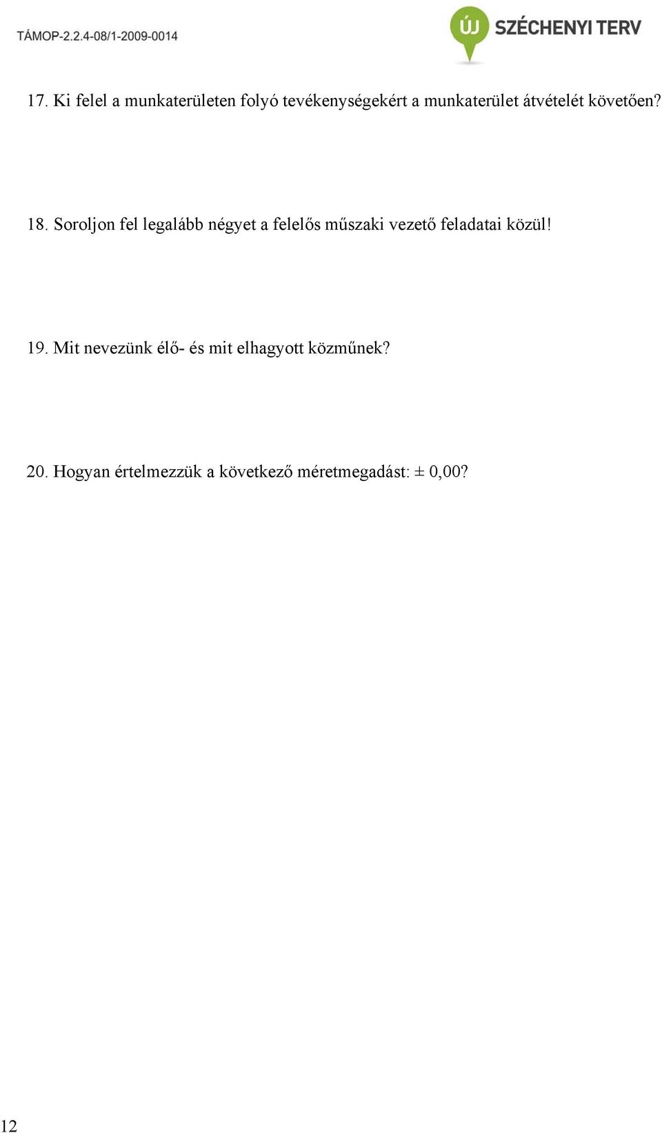 Soroljon fel legalább négyet a felelős műszaki vezető feladatai