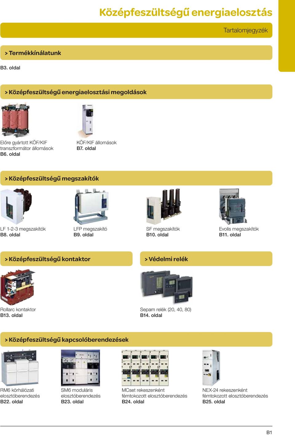 oldal > Középfeszültségű kontaktor > Védelmi relék Rollarc kontaktor B13. oldal Sepam relék (20, 40, 80) B14.