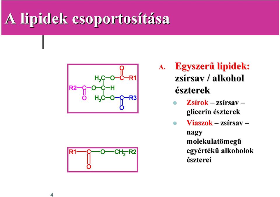 Zsírok zsírsav glicerin észterek Viaszok zsírsav