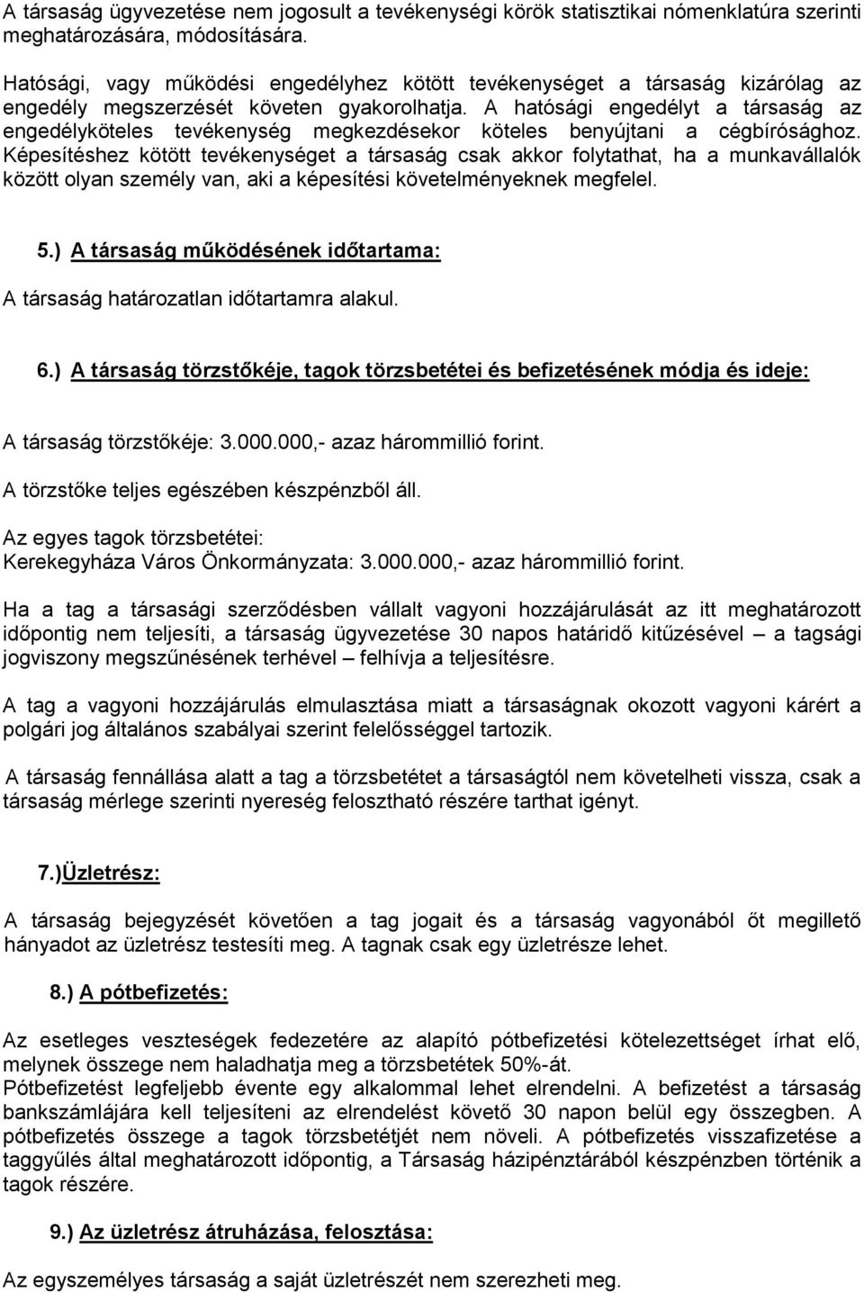 A hatósági engedélyt a társaság az engedélyköteles tevékenység megkezdésekor köteles benyújtani a cégbírósághoz.