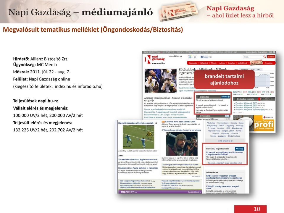 Felület: Napi Gazdaság online (kiegészítő felületek: index.hu és inforadio.