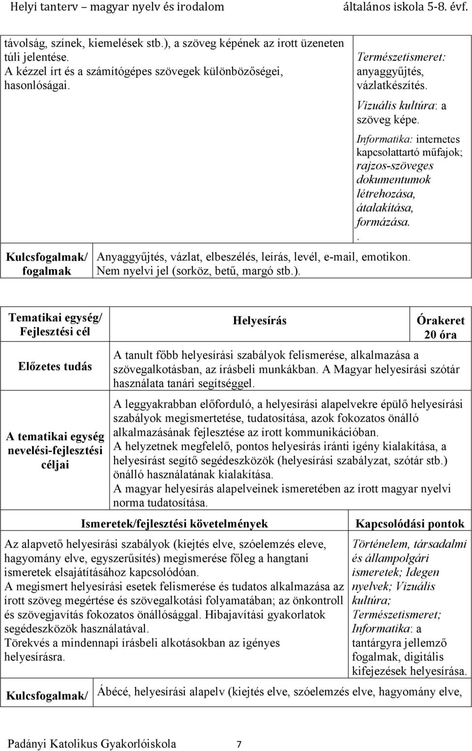 Informatika: internetes kapcsolattartó műfajok; rajzos-szöveges dokumentumok létrehozása, átalakítása, formázása.. Anyaggyűjtés, vázlat, elbeszélés, leírás, levél, e-mail, emotikon.