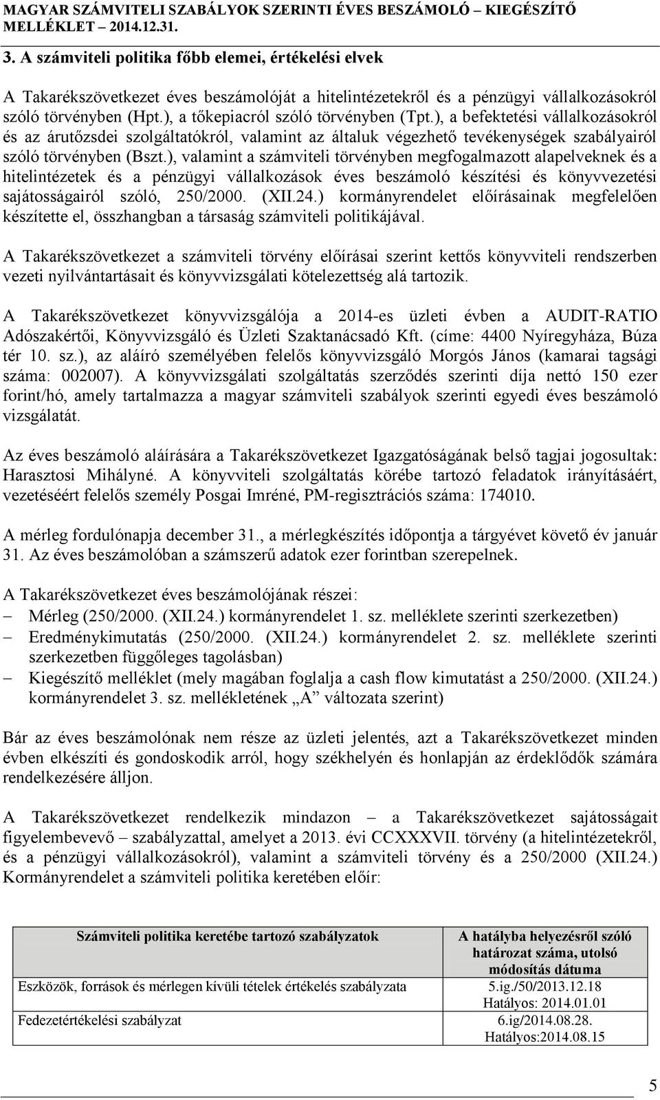 ), valamint a számviteli törvényben megfogalmazott alapelveknek és a hitelintézetek és a pénzügyi vállalkozások éves beszámoló készítési és könyvvezetési sajátosságairól szóló, 250/2000. (XII.24.