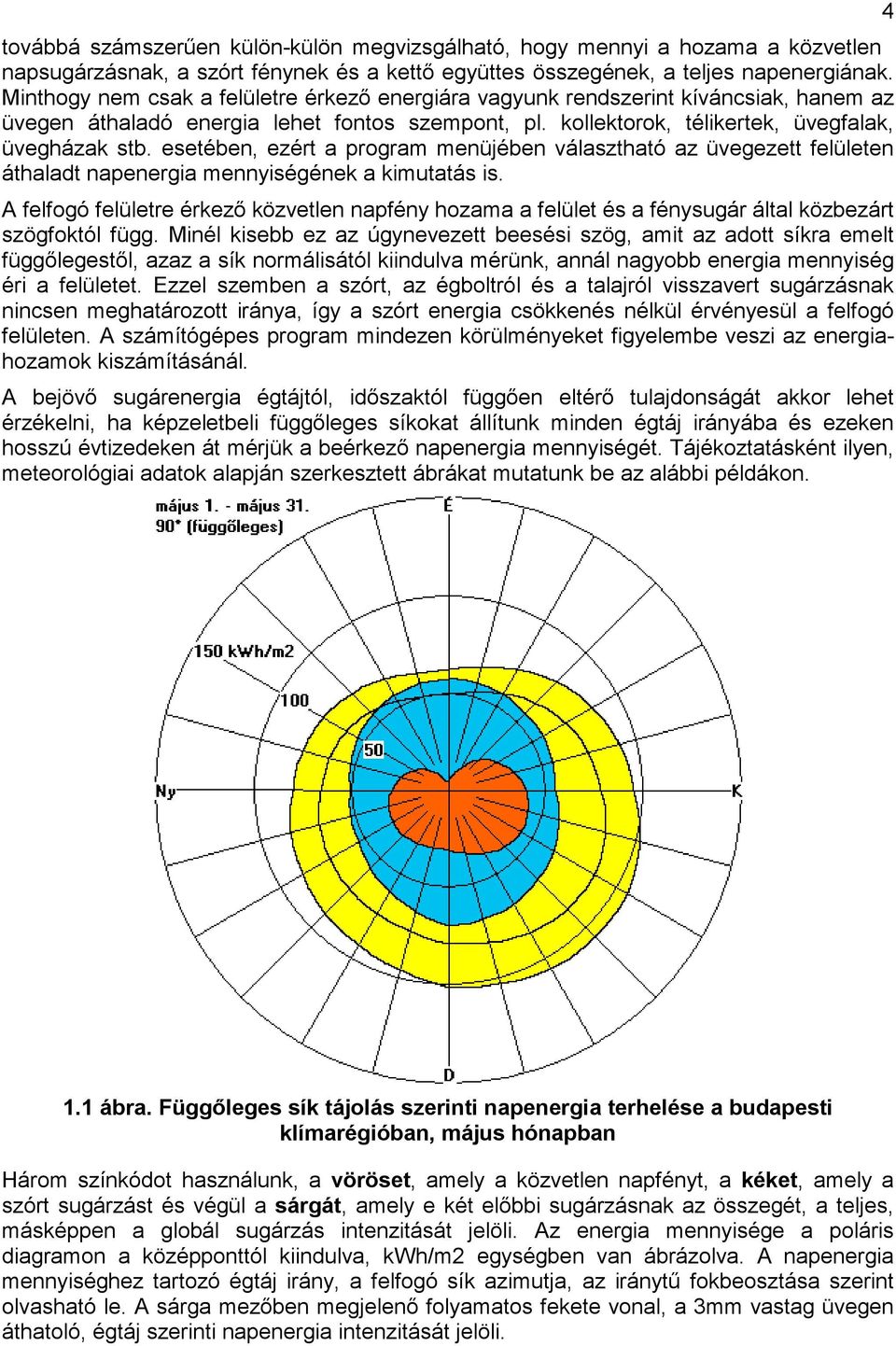 esetében, ezért a program menüjében választható az üvegezett felületen áthaladt napenergia mennyiségének a kimutatás is.