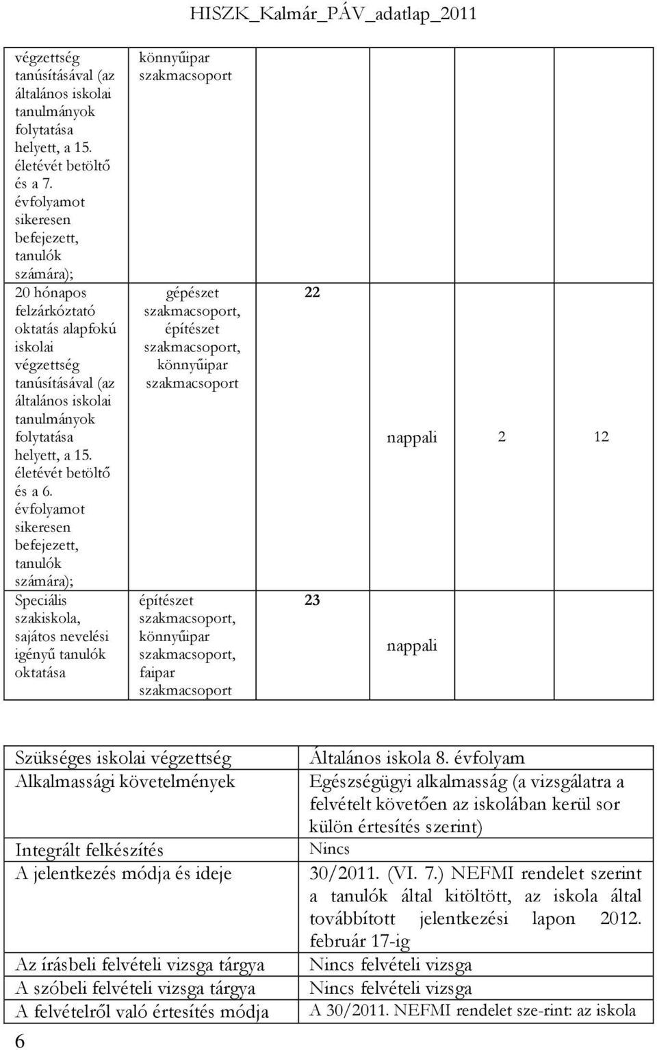 életévét betöltő és a 6.