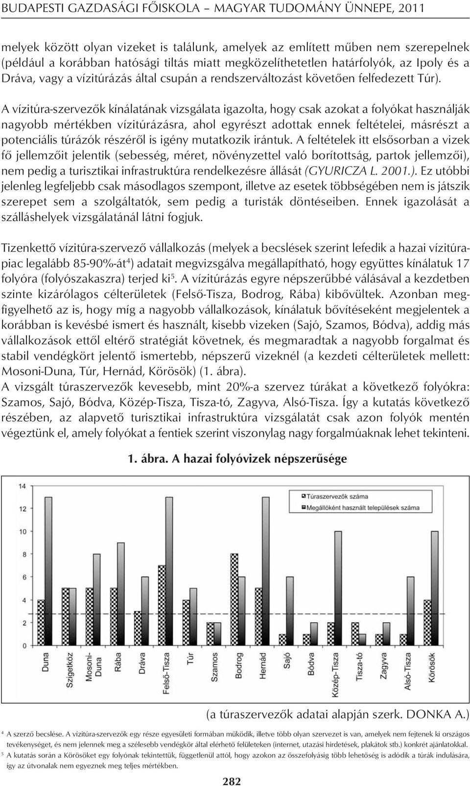 A vízitúra-szervezôk kínálatának vizsgálata igazolta, hogy csak azokat a folyókat használják nagyobb mértékben vízitúrázásra, ahol egyrészt adottak ennek feltételei, másrészt a potenciális túrázók