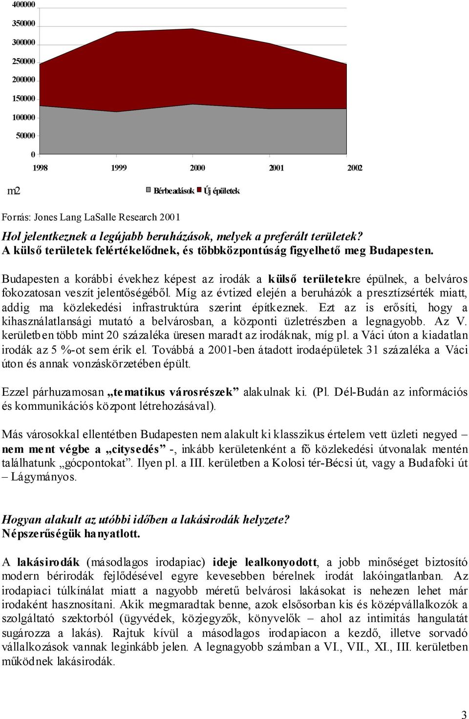 Budapesten a korábbi évekhez képest az irodák a külsõ területekre épülnek, a belváros fokozatosan veszít jelentõségébõl.