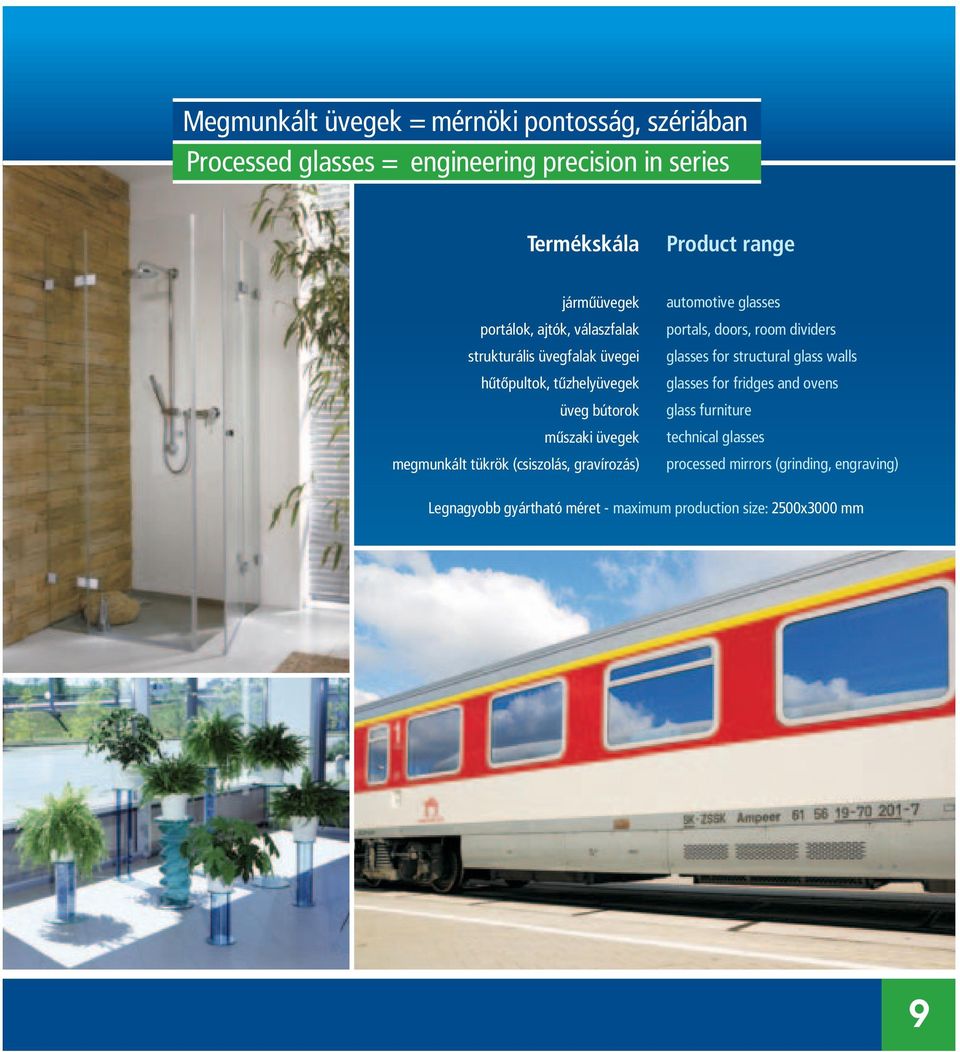 tükrök (csiszolás, gravírozás) automotive glasses portals, doors, room dividers glasses for structural glass walls glasses for fridges
