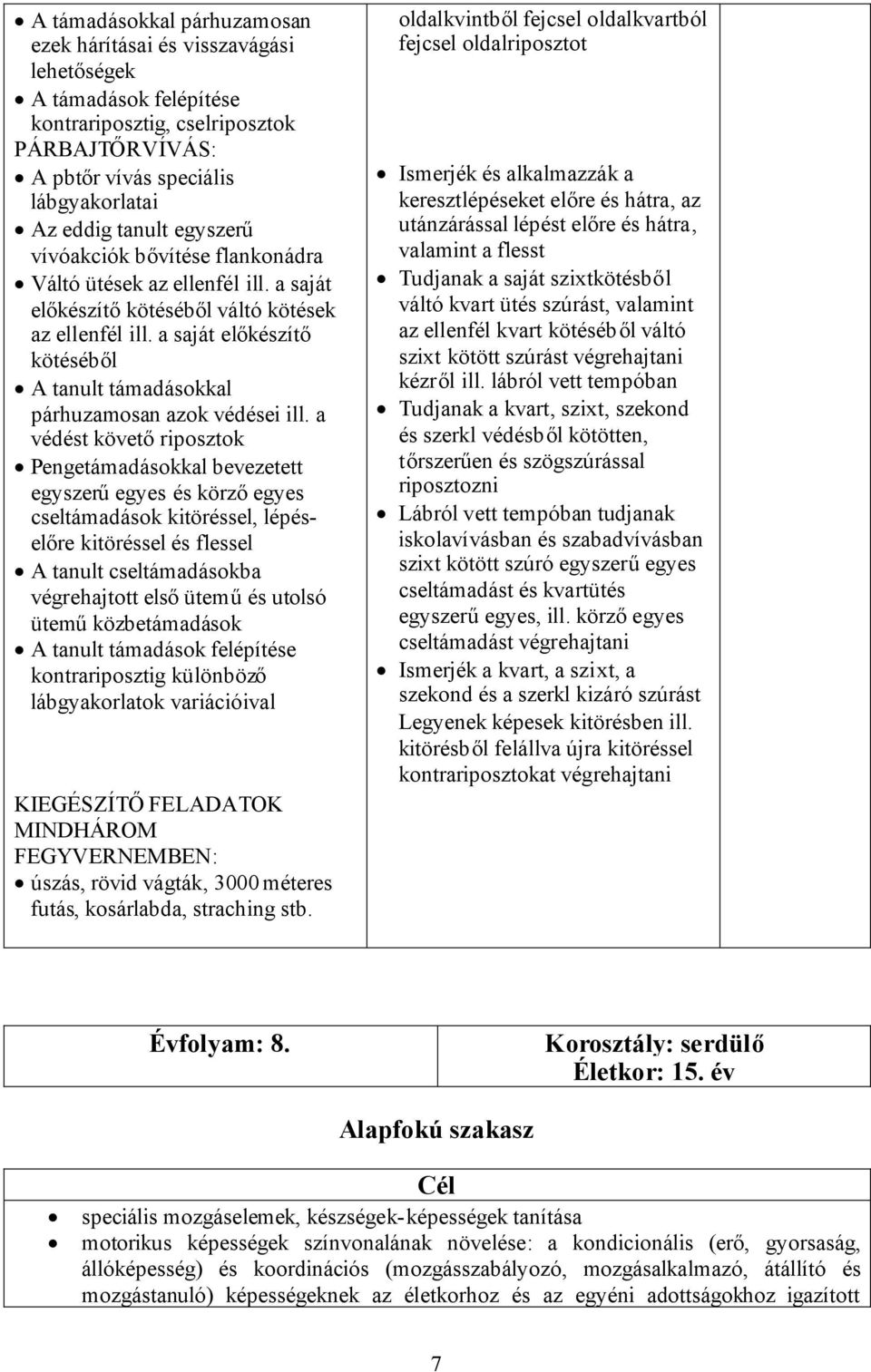 a saját előkészítő kötéséből A tanult támadásokkal párhuzamosan azok védései ill.