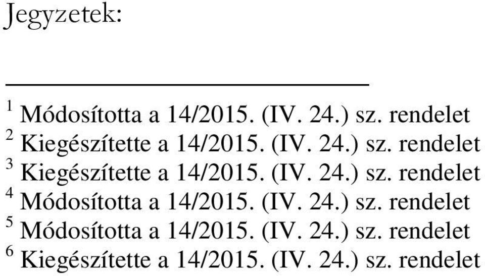 rendelet 3 Kiegészítette a 14/2015. (IV. 24.) sz.