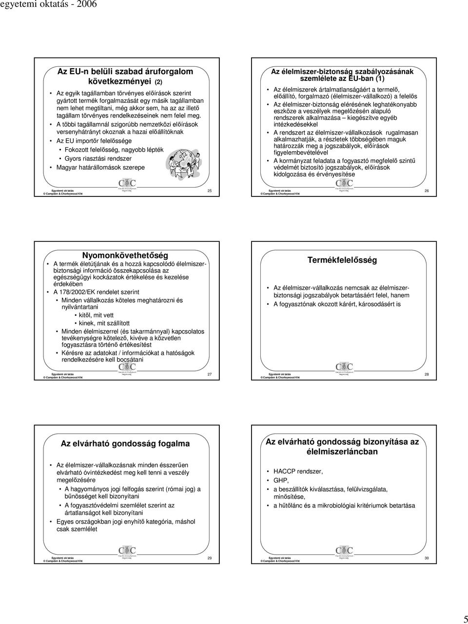 A többi tagállamnál szigorúbb nemzetközi előírások versenyhátrányt okoznak a hazai előállítóknak Az EU importőr felelőssége Fokozott felelősség, nagyobb lépték Gyors riasztási rendszer Magyar