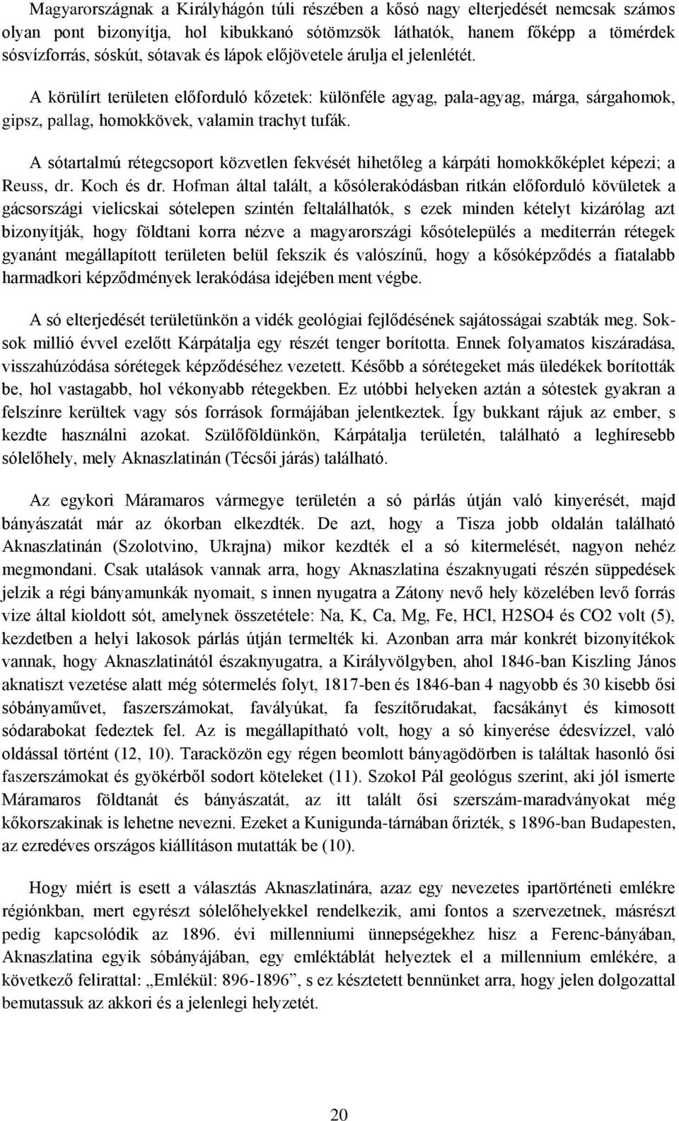 A sótartalmú rétegcsoport közvetlen fekvését hihetőleg a kárpáti homokkőképlet képezi; a Reuss, dr. Koch és dr.