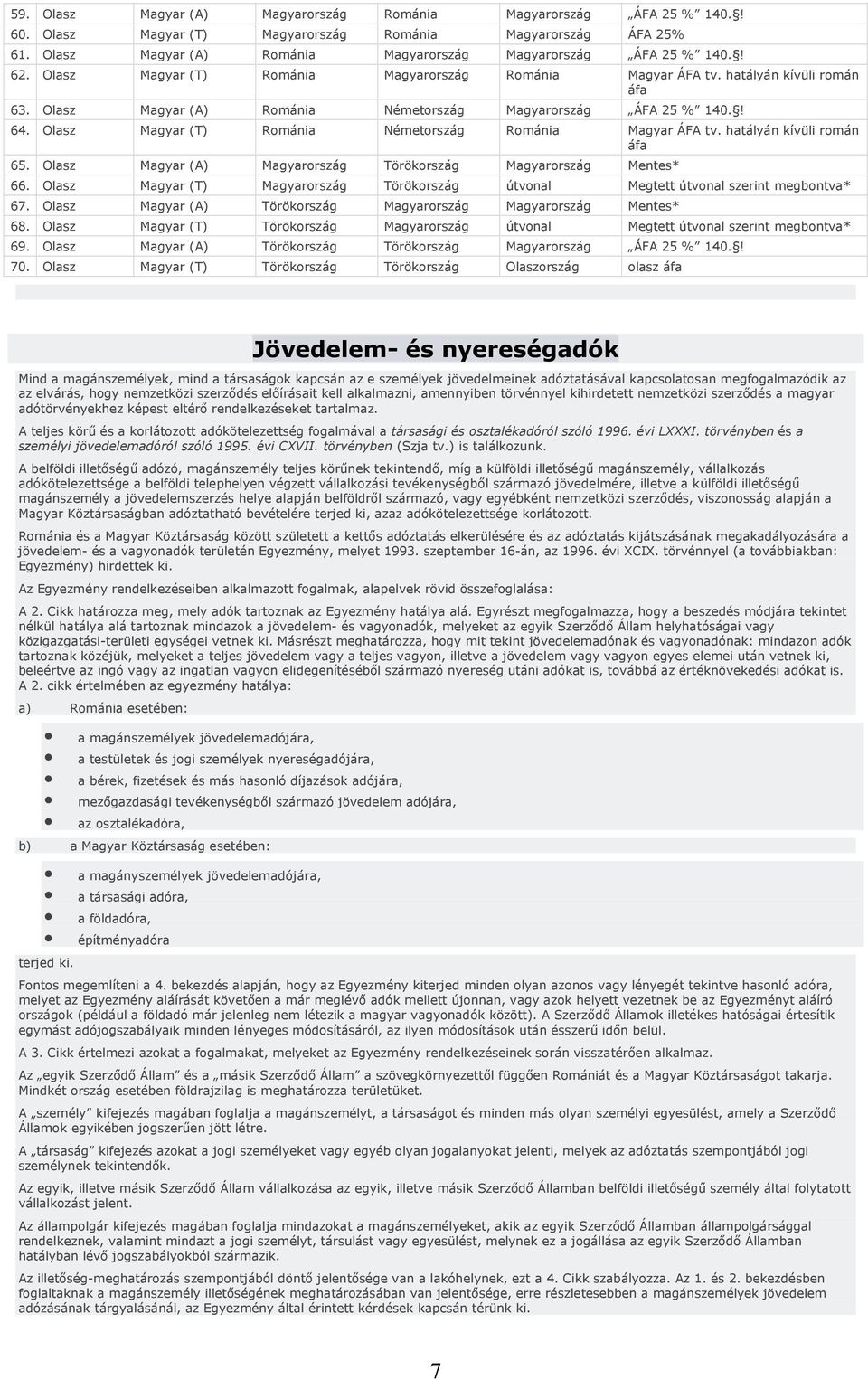 Olasz Magyar (A) Románia Németország Magyarország ÁFA 25 % 140.! 64. Olasz Magyar (T) Románia Németország Románia Magyar ÁFA tv. hatályán kívüli román áfa 65.