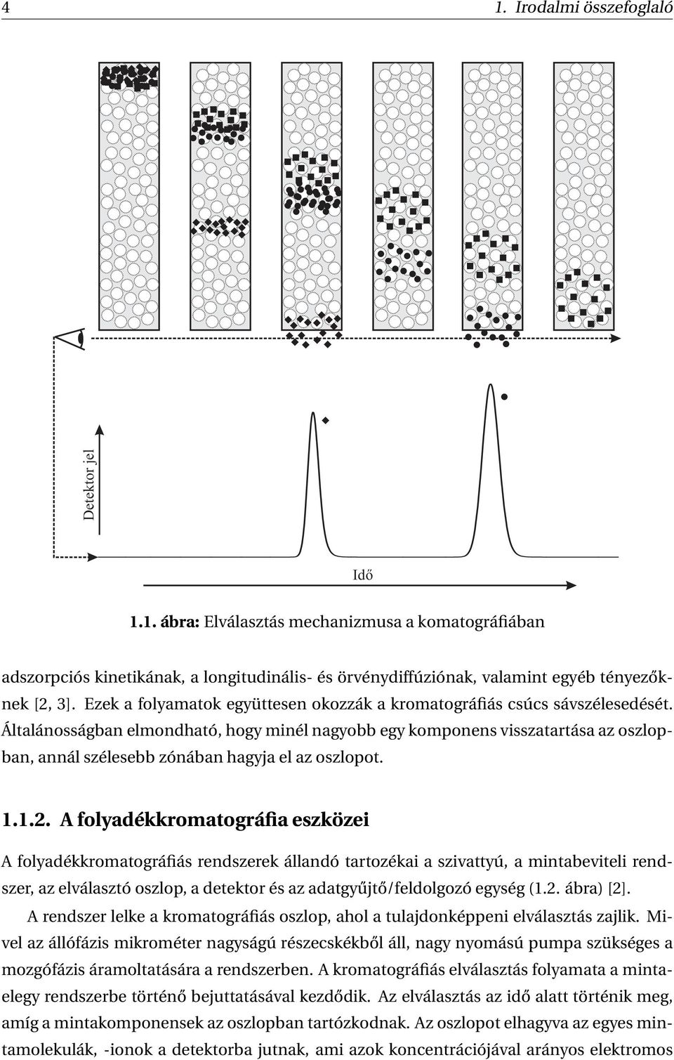 Általánosságban elmondható, hogy minél nagyobb egy komponens visszatartása az oszlopban, annál szélesebb zónában hagyja el az oszlopot. 1.1.2.