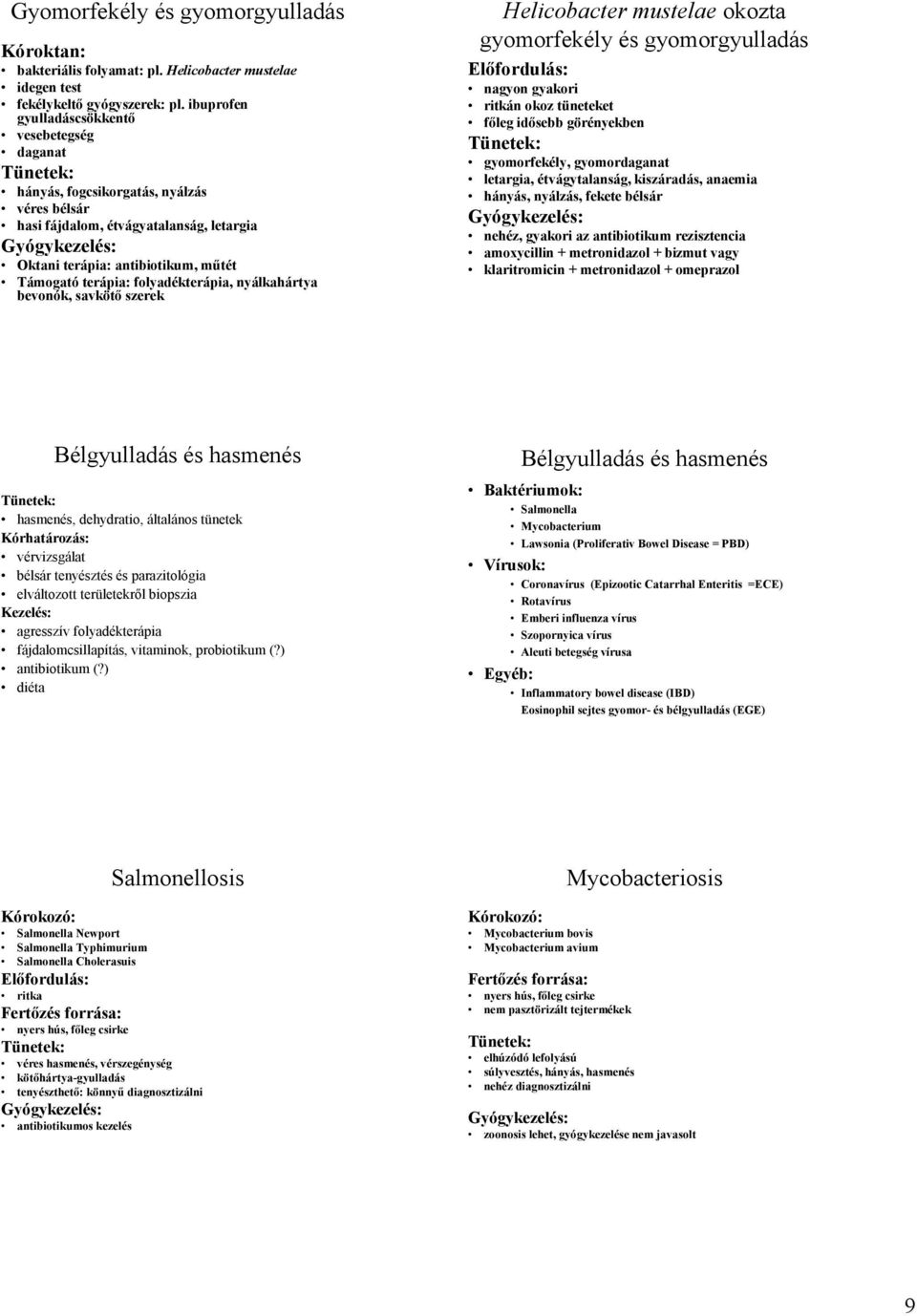 terápia: folyadékterápia, nyálkahártya bevonók, savkötı szerek Helicobacter mustelae okozta gyomorfekély és gyomorgyulladás Elıfordulás: nagyon gyakori ritkán okoz tüneteket fıleg idısebb görényekben